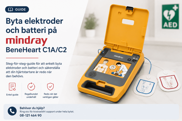 Byta elektroder och batteri på Mindray BeneHeart C1A och C2