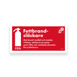 Skylt fett 10 × 20 cm, röd/vit, vinyl, CGS