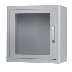 Vitt AED skåp i plåt för inomhusbruk inkl larm.