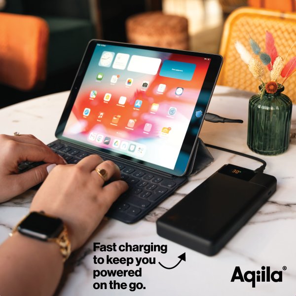 Powerbank Powerbird 20 000 mAh 65 W, svart, Aqiila
