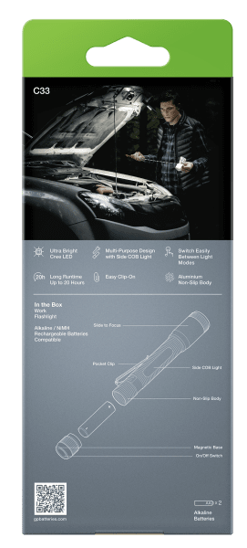 Design ficklampa COB LED 180 lm – 100 m, IPX4, C33 GP