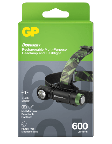 Design pannlampa laddbar 600 lm – 130 m, IPX4, CHR35 Discovery GP