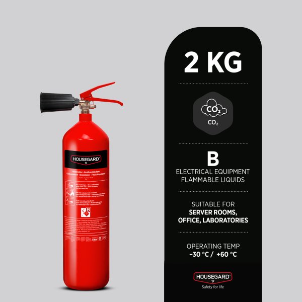Koldioxidsläckare 2 kg, röd, Housegard