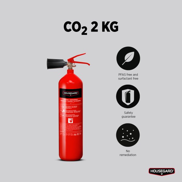 Koldioxidsläckare 2 kg, röd, Housegard