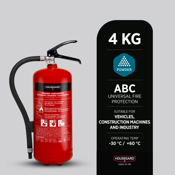 4 kg pulversläckare, röd, Housegard