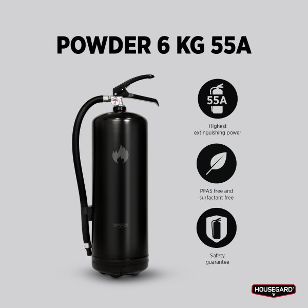 Pulversläckare 6 kg, svart Design by Housegard