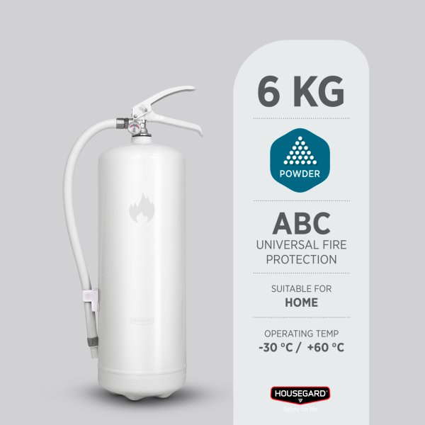 Pulversläckare 6 kg, vit Design by Housegard