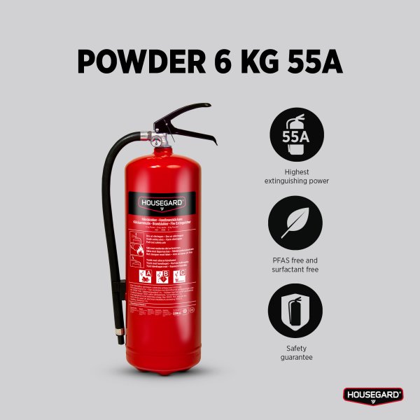 Pulversläckare 6 kg, röd, Housegard