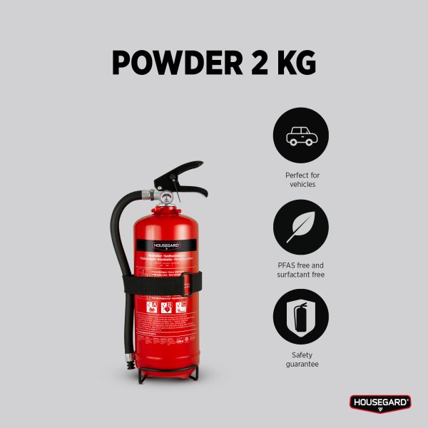 Pulversläckare 2 kg, röd, Housegard