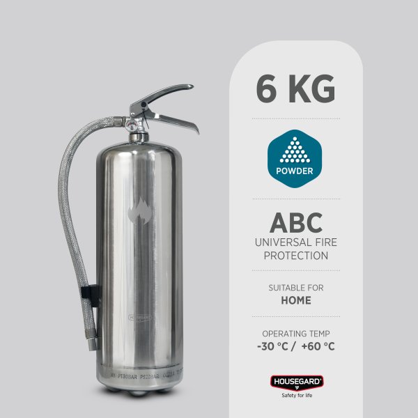 Pulversläckare 6 kg, steel Design by Housegard
