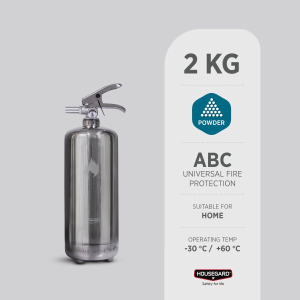 Pulversläckare 2 kg, steel Design by Housegard