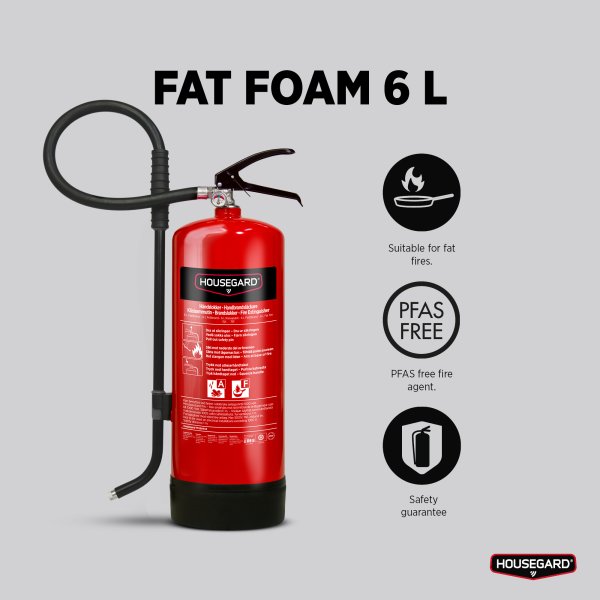 Fettbrandsläckare PFAS-fri, 6 liter, Housegard