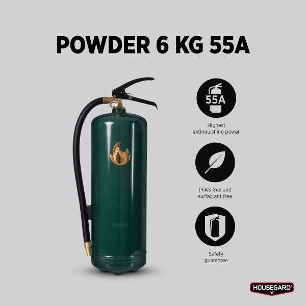 Pulversläckare 6 kg, grön/guld, Design by Housegard