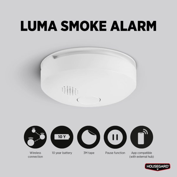 Trådlös brandvarnare Luma med inbyggt 10-årsbatteri, 2-pack, Housegard