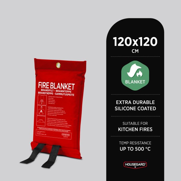 Brandfilt 120 × 120 cm, röd, Housegard