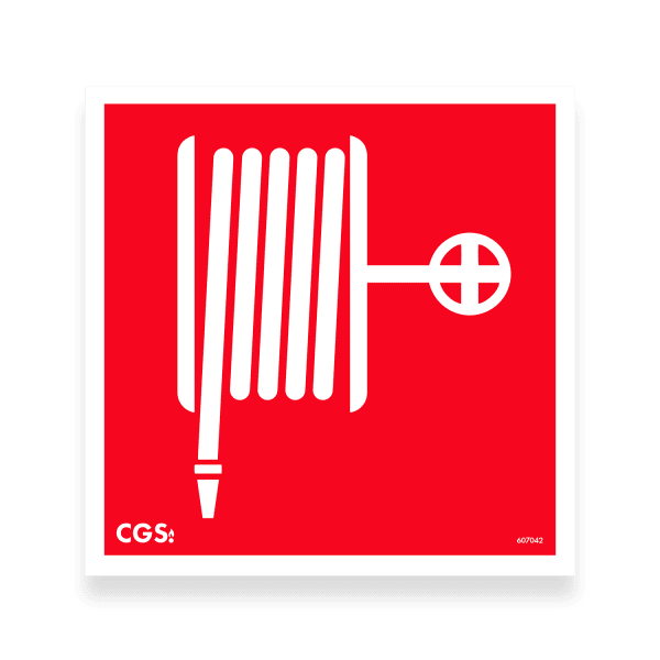 Skylt brandpost 20 × 20 cm, röd/vit, vinyl, CGS