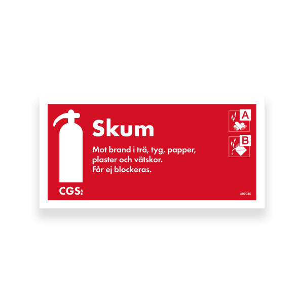 Skylt skum 10 × 20 cm, röd/vit, vinyl, CGS