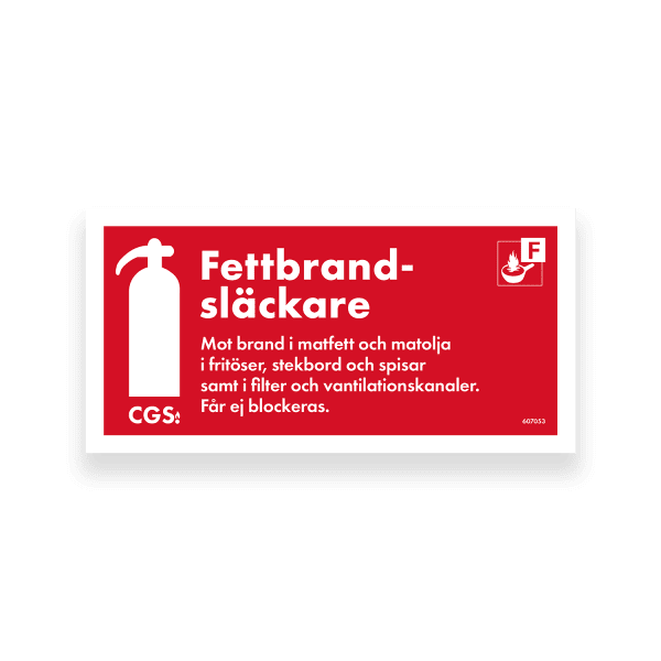 Skylt fett 10 × 20 cm, röd/vit, vinyl, CGS