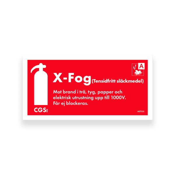 Skylt X-Fog 10 × 20 cm, röd/vit, vinyl, CGS