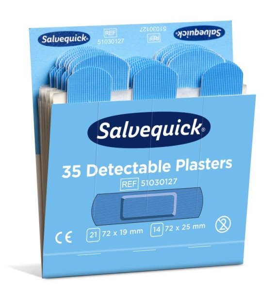 Plastplåster blue detectable, 35st/refill , 6 refiller/ask