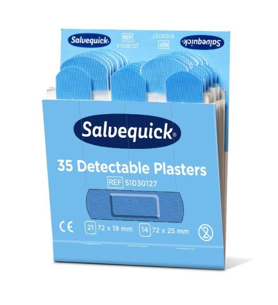 Plastplåster blue detectable, 35st/refill , 6 refiller/ask