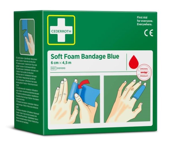 Soft foam bandage blå 6 cm × 4,5 m, Cederroth