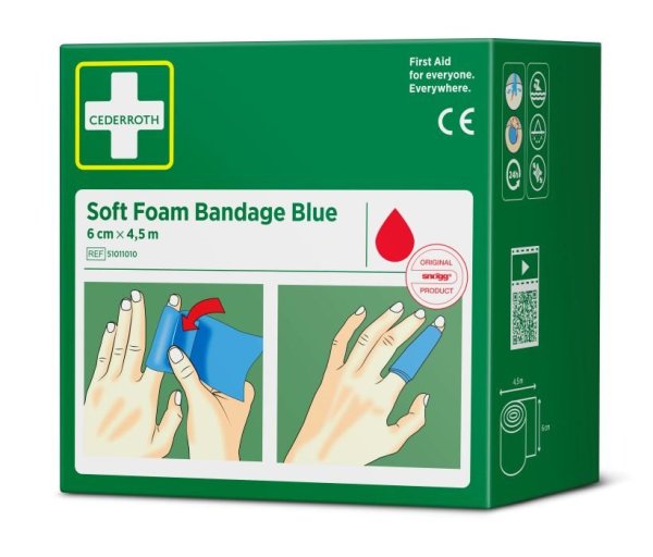 Soft foam bandage blå 6 cm × 4,5 m, Cederroth