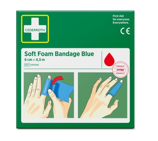 Soft foam bandage blå 6 cm × 4,5 m, Cederroth