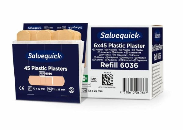 Plastplåster, 45st/refill , 6 refiller/ask