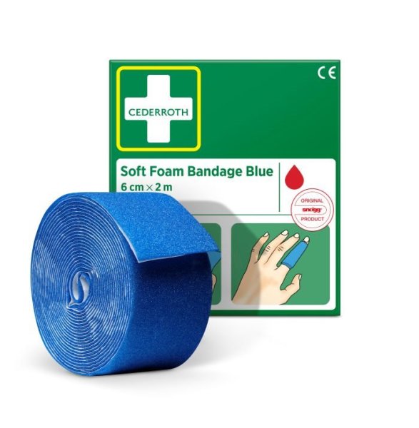 Soft foam bandage blå 6 cm × 2 m, Cederroth