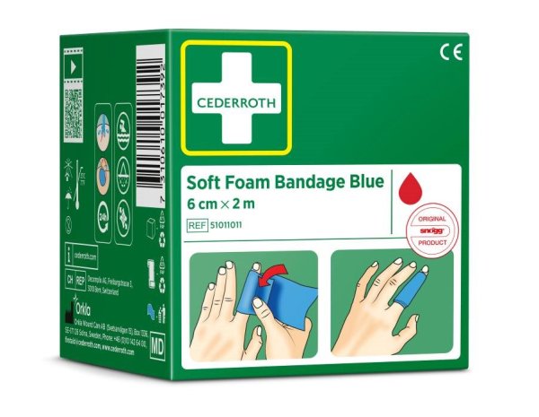 Soft foam bandage blå 6 cm × 2 m, Cederroth