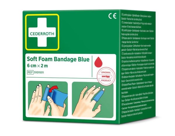 Soft foam bandage blå 6 cm × 2 m, Cederroth