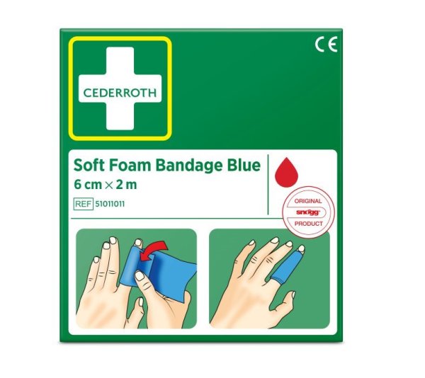 Soft foam bandage blå 6 cm × 2 m, Cederroth