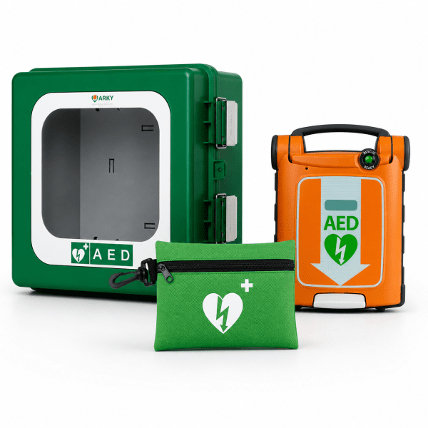 Powerheart AED G5 - Paket 5, med väska och larmskåp Polar (utomhusbruk -45°)