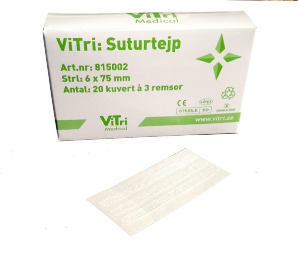 Suturtejp 3 remsor per ark, 20 ark, sårslutning, ViTri